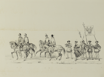 32609 Zesde gedeelte van de maskerade van de studenten van de Utrechtse hogeschool op 17 juni 1846, voorstellende de ...